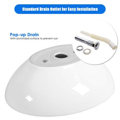 Oval Bathroom Basin Ceramic Vessel Sink