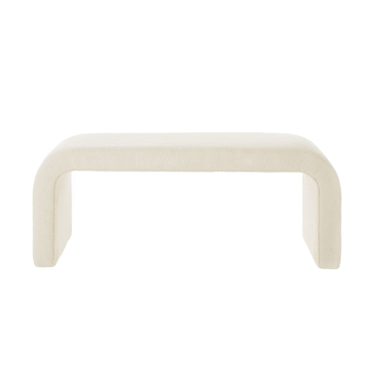 Set of 3 U-Shaped Modern Bench Teddy Ottoman, Cream, 43.5x16.5x19