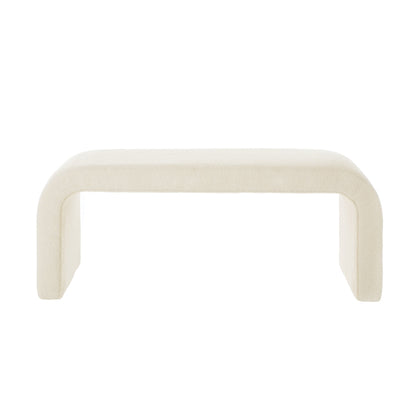 Set of 3 U-Shaped Modern Bench Teddy Ottoman, Cream, 43.5x16.5x19