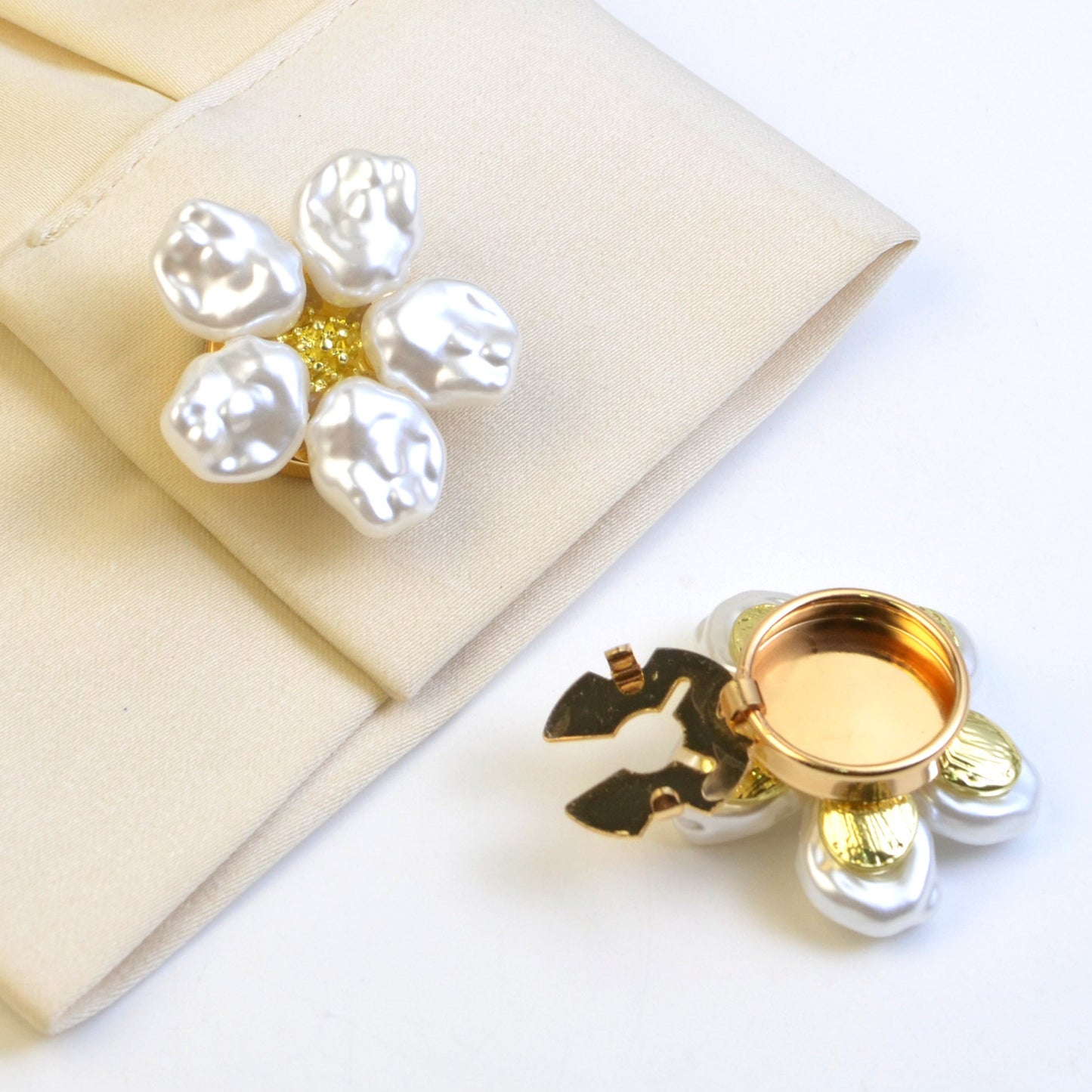 Alloy Pearl Rhinestone Cufflink Buttons
