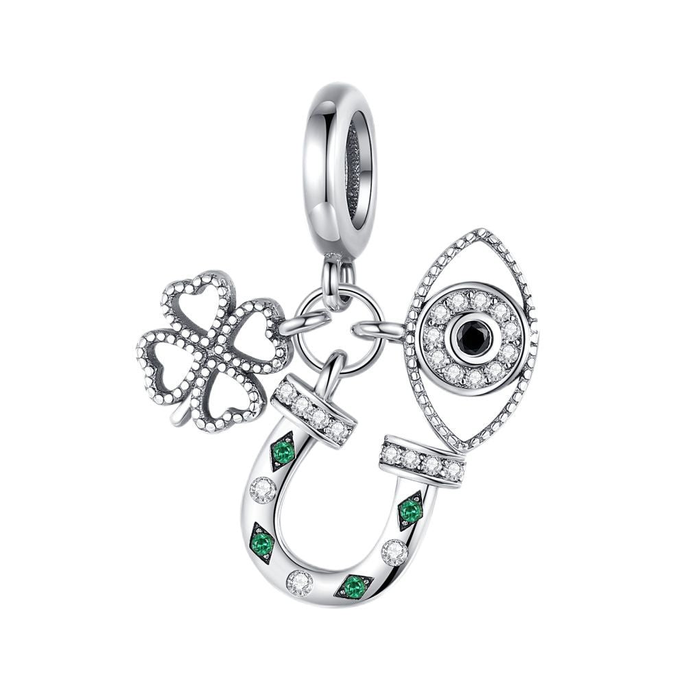 DIY Silver-Plated Pendant Charming Heart Lucky Bracelet Beaded Necklace