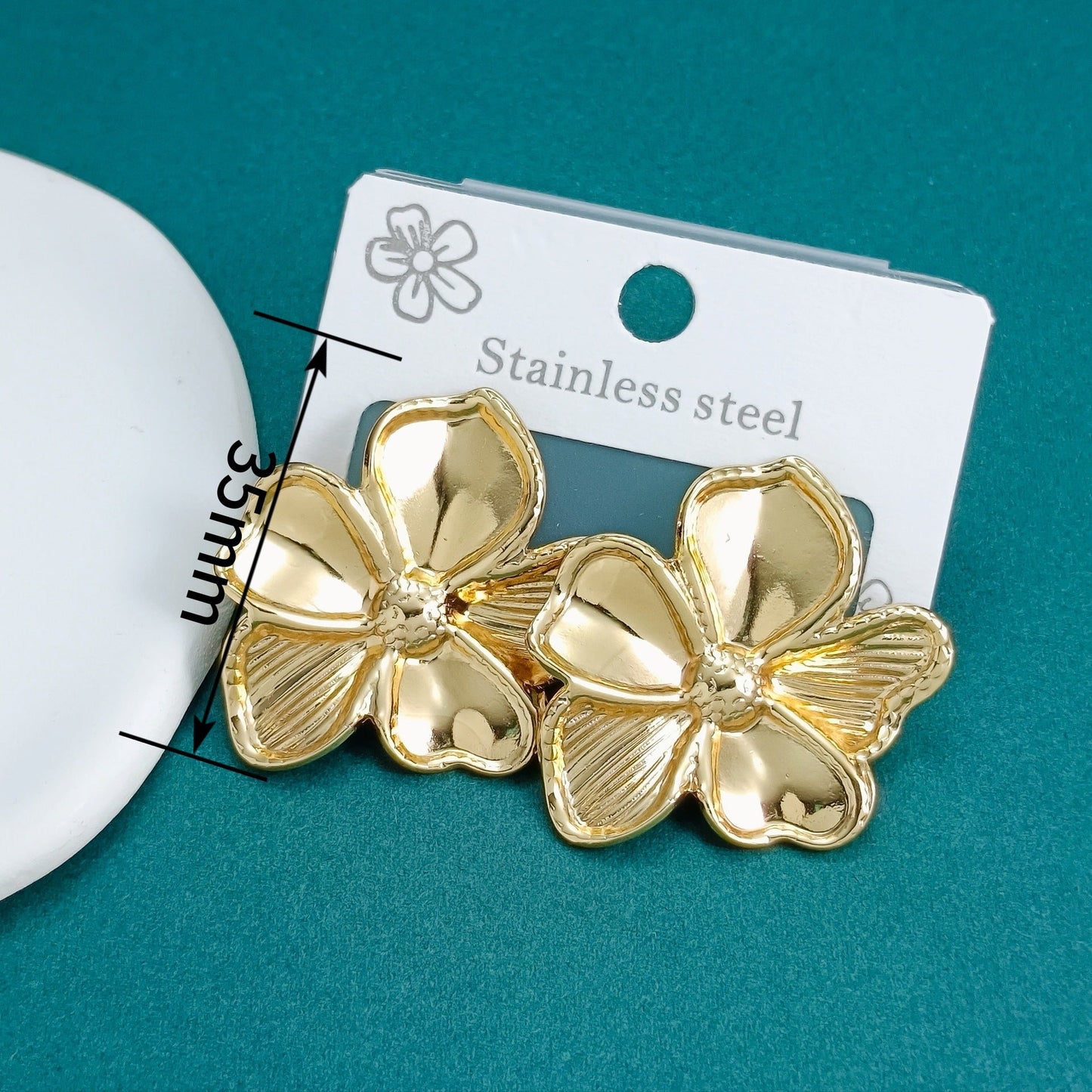 Double-layer Flower Stainless Steel Earrings Light Luxury With A Premium Feel