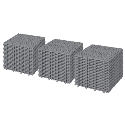 Pebble Stone Pattern 12x12 in. Gray Interlocking Deck Tiles Waterproof Plastic