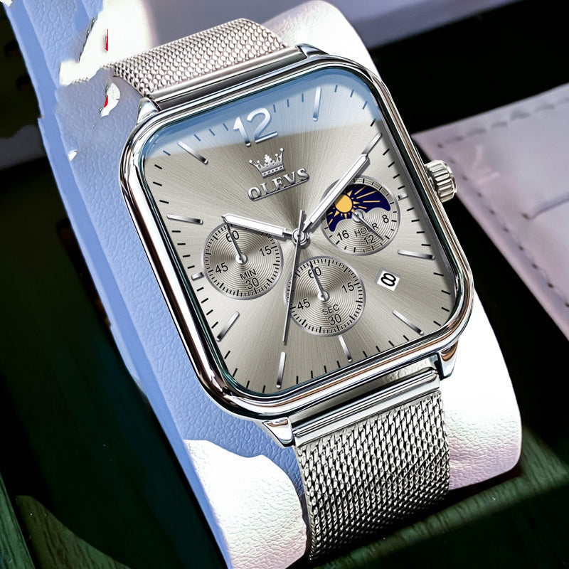 Oulishi Brand Watch With A Rectangular Dial