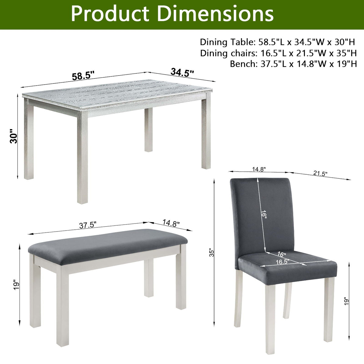Dining Table Set, Table With A Rectangular Table And Upholstered Chairs