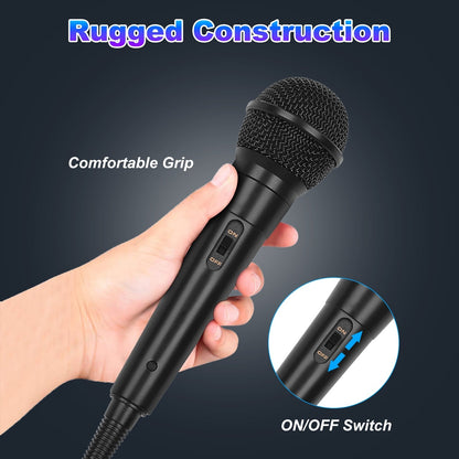 Handheld Wired Dynamic Microphone | Vocal Mic with Switch & 13ft Cable
