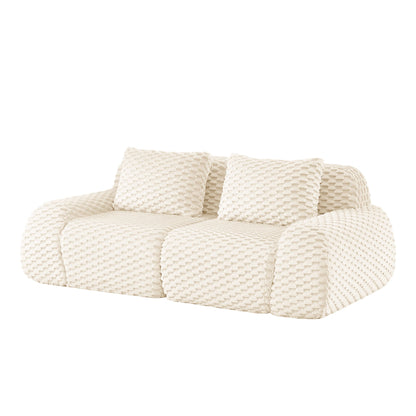 Sectional Sofa Modular Flannelette Cream Deep Seat 2 Seat No Assembly