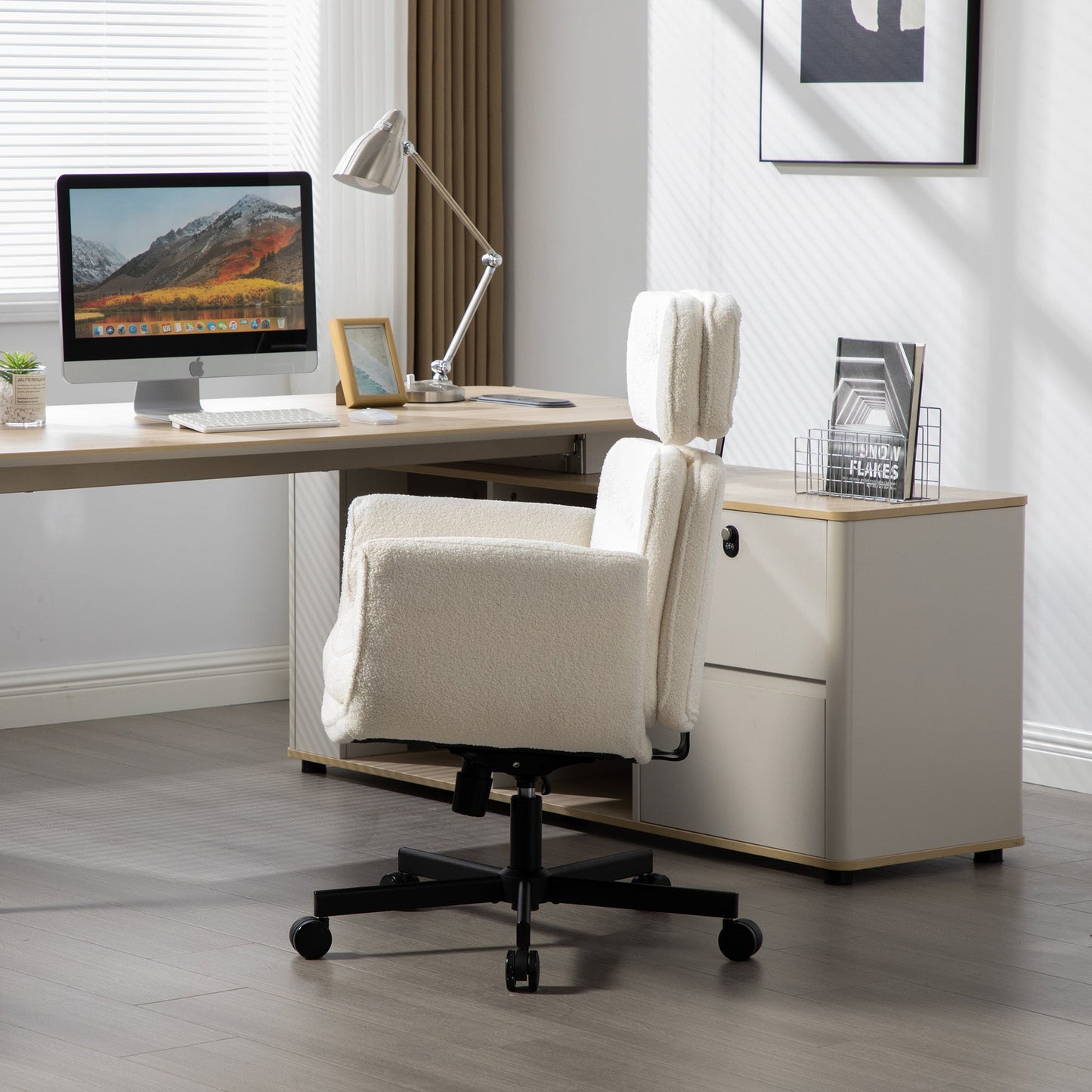 Criss Cross Chair with Adjustable Armrests and Wheels and Headrest, Lounge Va...