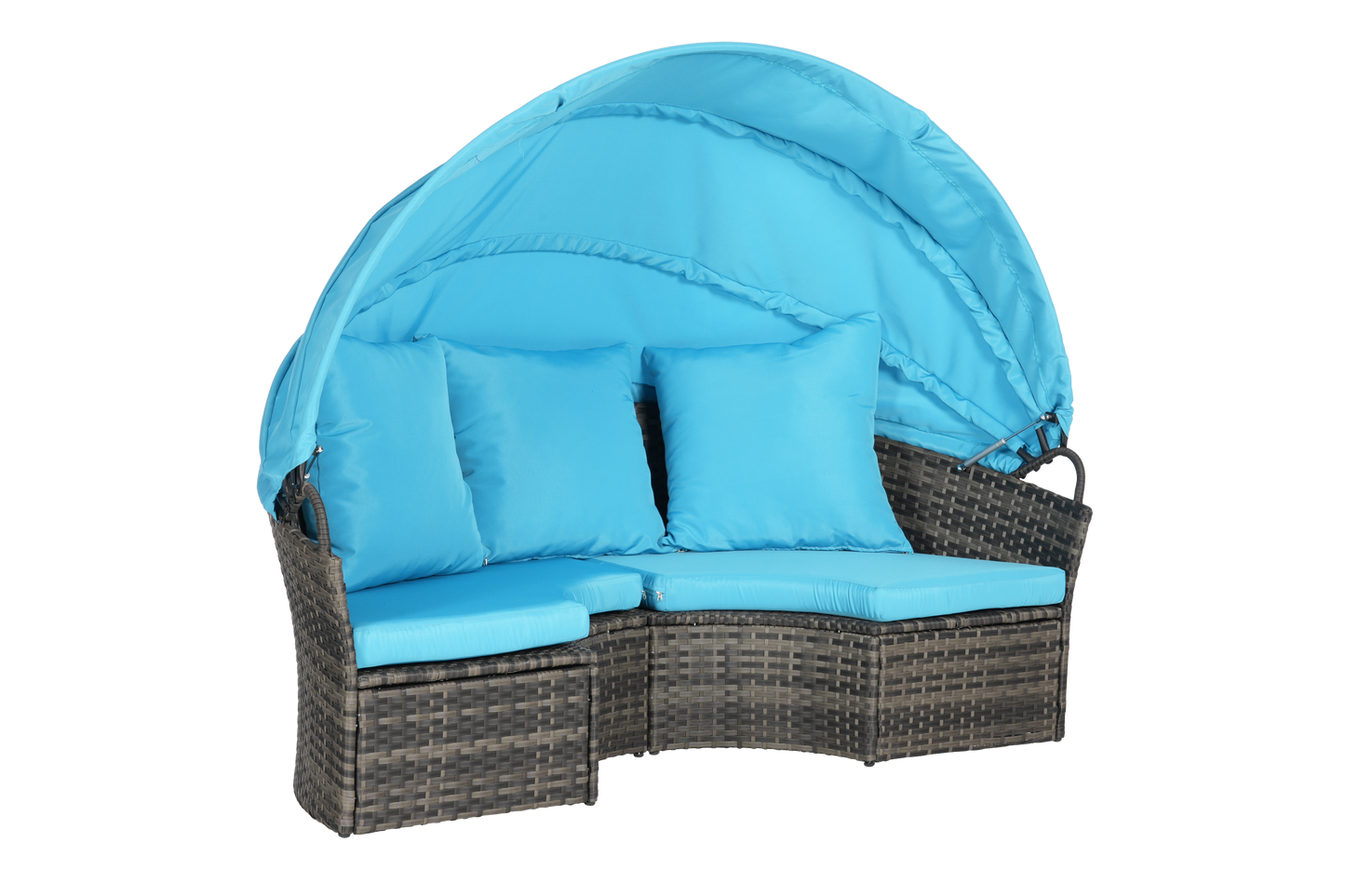 Chaise Lounge PE Rattan Canopy Light Blue 380 LB