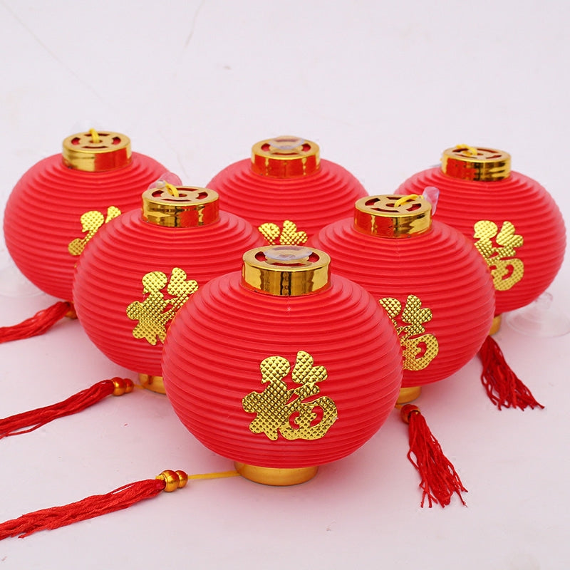 Chinese New Year Jinfu Lanterns – Small Round PVC Lantern Set (Pack of 6)