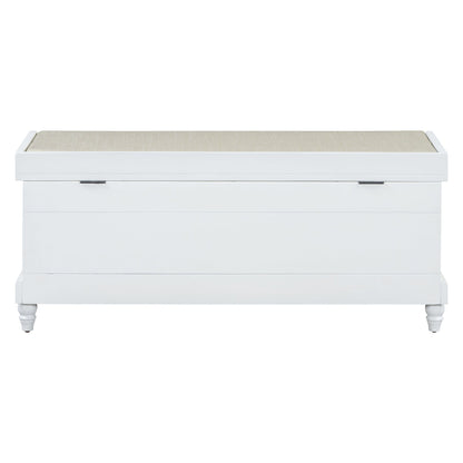 Entry Bench Fluted MDF White Cushioned Seat 3 Drawers 44x16x19