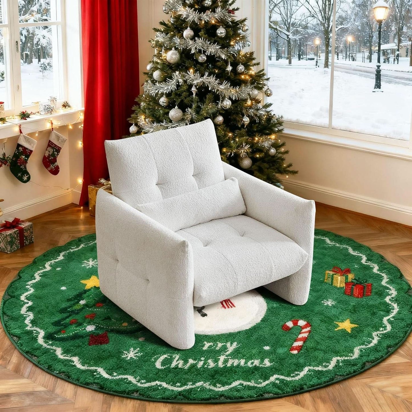 33.9 Inch Sherpa Fabric Upholstered Accent Armchair