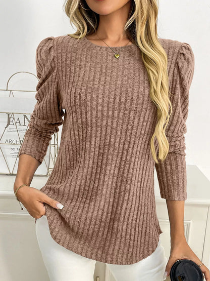 Round Neck Puff Sleeve T-Shirt