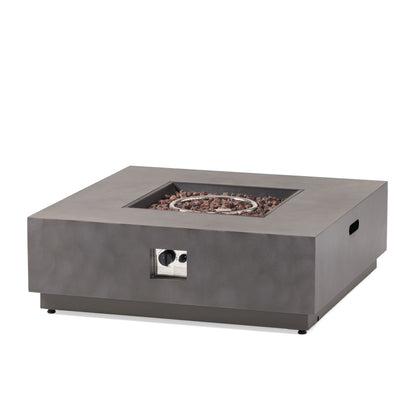 Modern SQUARE Iron Fire Pit 50,000 BTU Stone Gray Finish 39-Inch