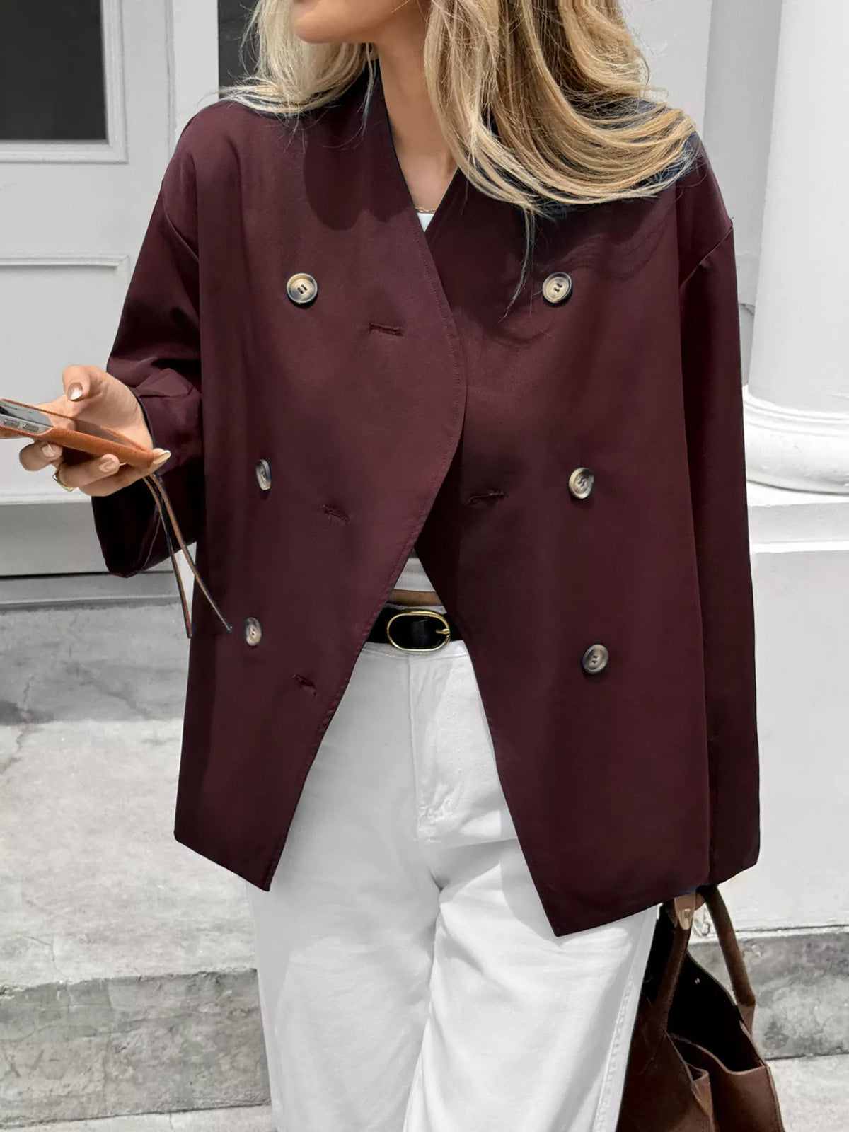 Double-Breasted Long Sleeve Jacket