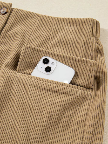 Corduroy Buttoned Front Mini Skirt