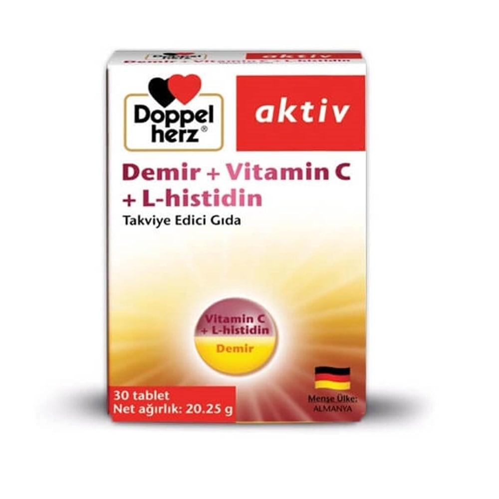 Doppelherz Aktiv Demir Iron Supplement with Vitamin C & L-Histidine Dietary Supplement - 30 Tablets