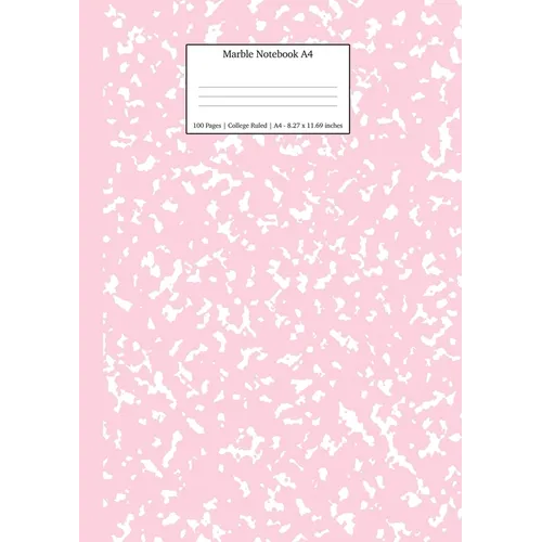 Marble Notebook A4: Pastel Pink College Ruled Journal - Paperback