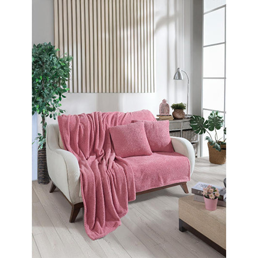 Wondel 100% Polycotton Throw Blanket - Soft, Cozy Rose Pink Home Decor Blanket for Sofas & Beds (55.12 x 55.12 inches)