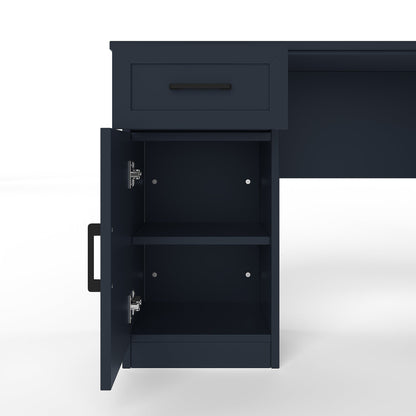 L-Shaped Computer Desk with 2 Cabinets and 2 Drawers, 11 Open Shelves and 1 R...