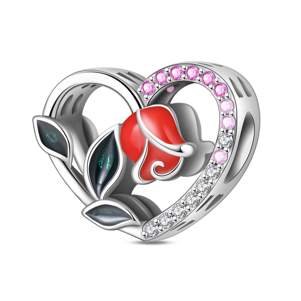 DIY Bracelet With Heart-Shaped Rose Beads And Pendant Accessories