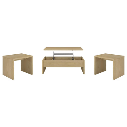 Canoga 3-piece Lift Top Cocktail Coffee Table Set Light Oak