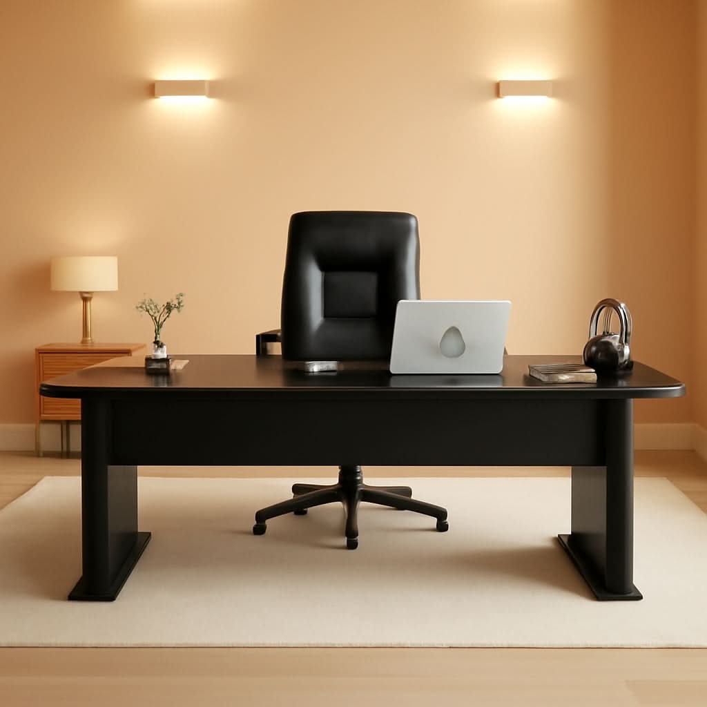 83 Inch L Shaped Executive Desk With 3 Drawer Cabinet