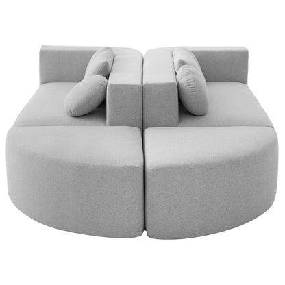 Sectional Sofa U-Shape Modular Boucle Gray 6-Seat Deep Seating 114.9x64.5 In