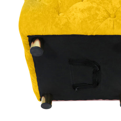Yellow Modern Velvet Upholstered Ottoman Small Cube 18.11x18.11x18.9