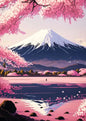 Japanese Cherry Blossom Fuji Mountain Sunset Tokyo Scenery Poster HD Printed Canvas Painting Wall Art Pictures Room Home Decor
