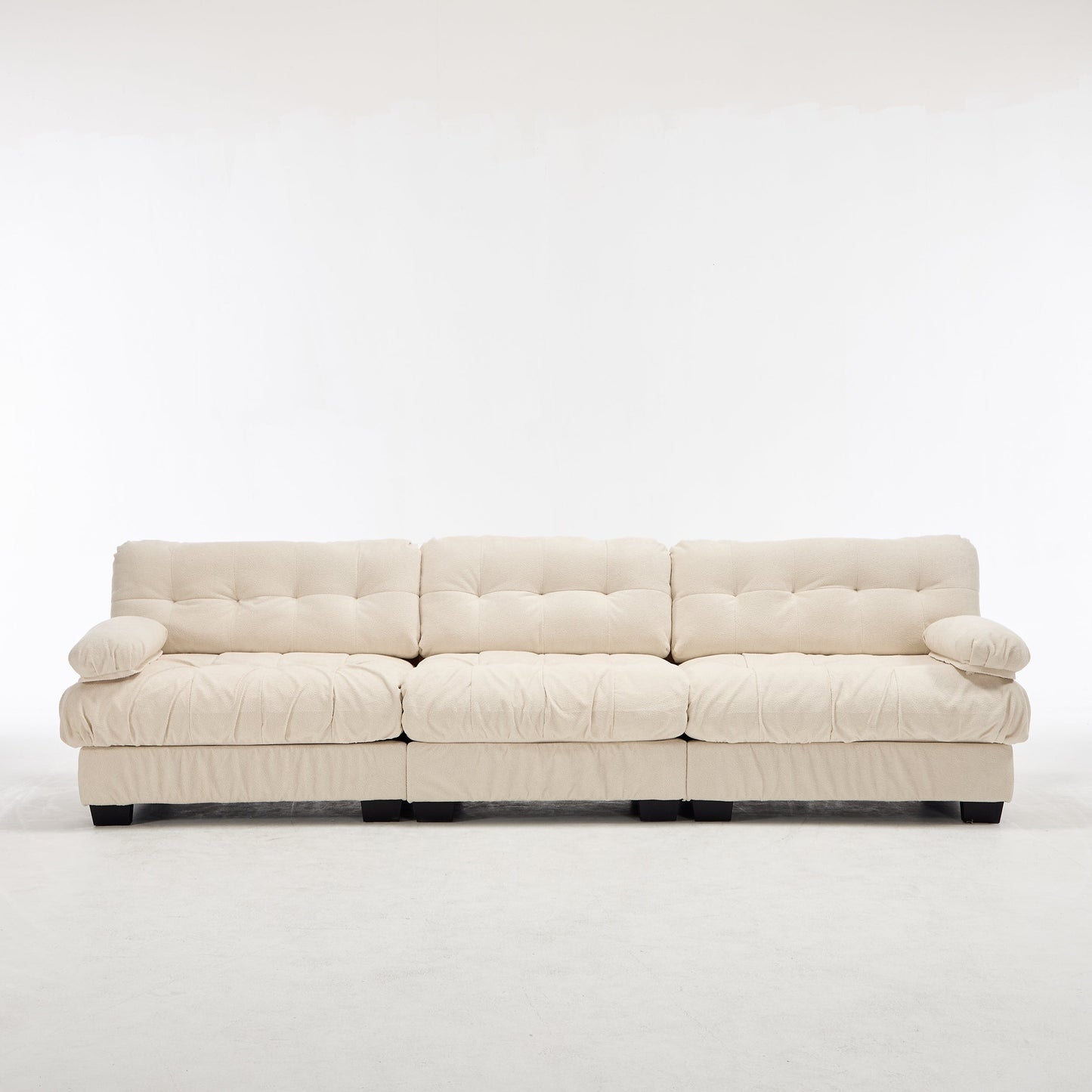 Sectional Sofa Cloud Modular Flannelette Beige 3 Seat 123 In 5 Pillows