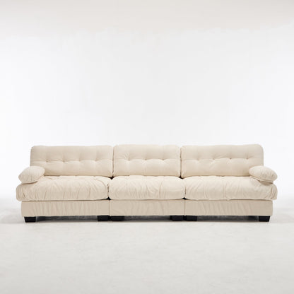 Sectional Sofa Cloud Modular Flannelette Beige 3 Seat 123 In 5 Pillows