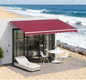 Retractable Patio Awning Manual Crank Aluminum Red 155x96 In UV Block