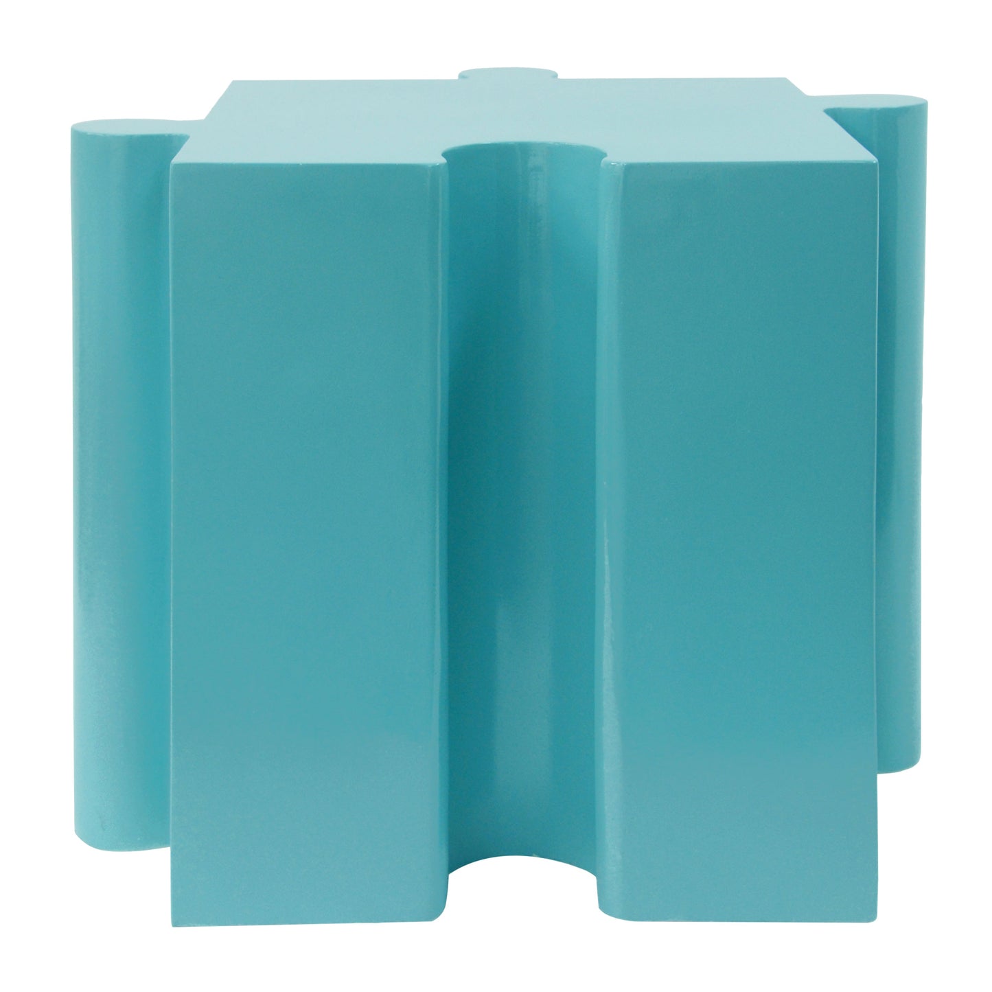 Puzzle Art Side Table Modular Convex Edge MGO Table Indoor and Outdoor Light Blue