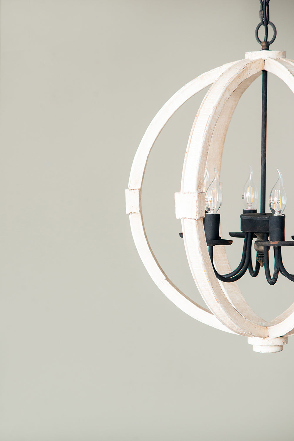 Chandelier 6-Light Wood Hanging Adjustable Chain Kitchen Dining Room