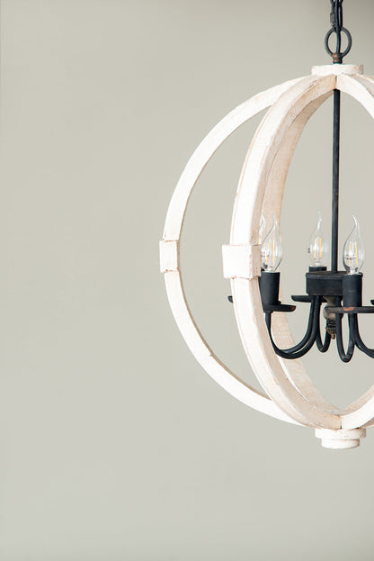 Chandelier 6-Light Wood Hanging Adjustable Chain Kitchen Dining Room