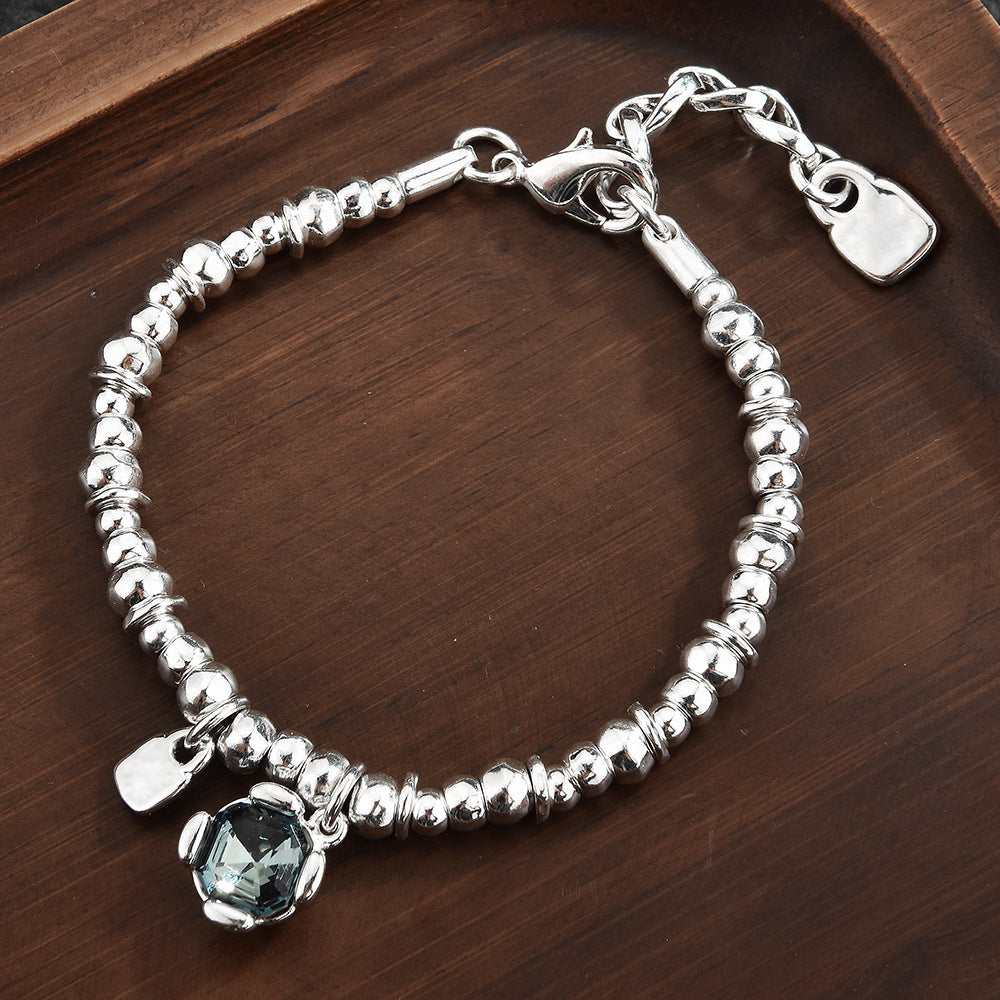 3Pcs Stackable Twisted Silver Bead Bracelet Set For Women, Zircon Horseshoe Charm Open Cuff Bangles, Minimal Cold Style Daily Fashion Jewelry