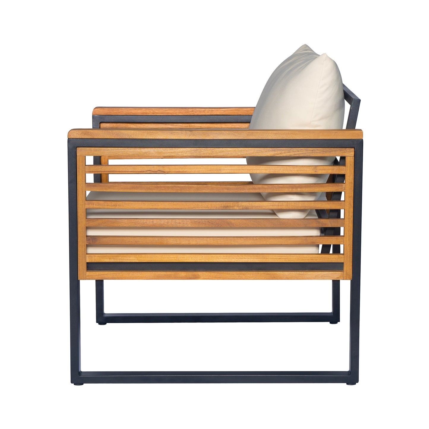 Outdoor Sofa Set 5 Piece Acacia Wood Steel Modern