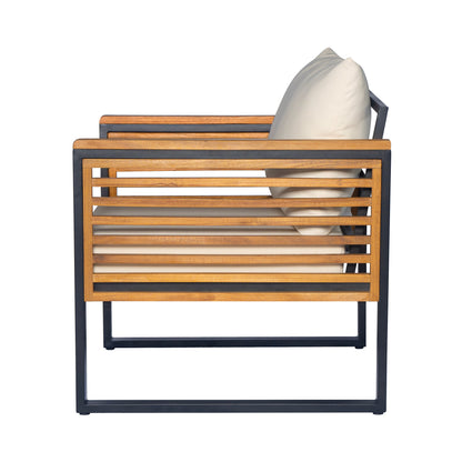 Outdoor Sofa Set 5 Piece Acacia Wood Steel Modern