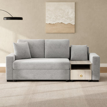 Sofa Modular Chenille Gray 2 Seat Center Console Storage Armrests 79 In