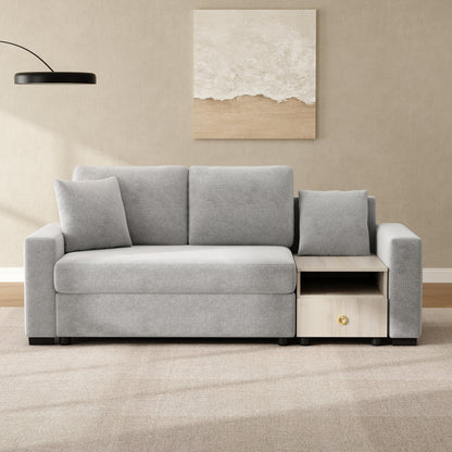 Sofa Modular Chenille Gray 2 Seat Center Console Storage Armrests 79 In