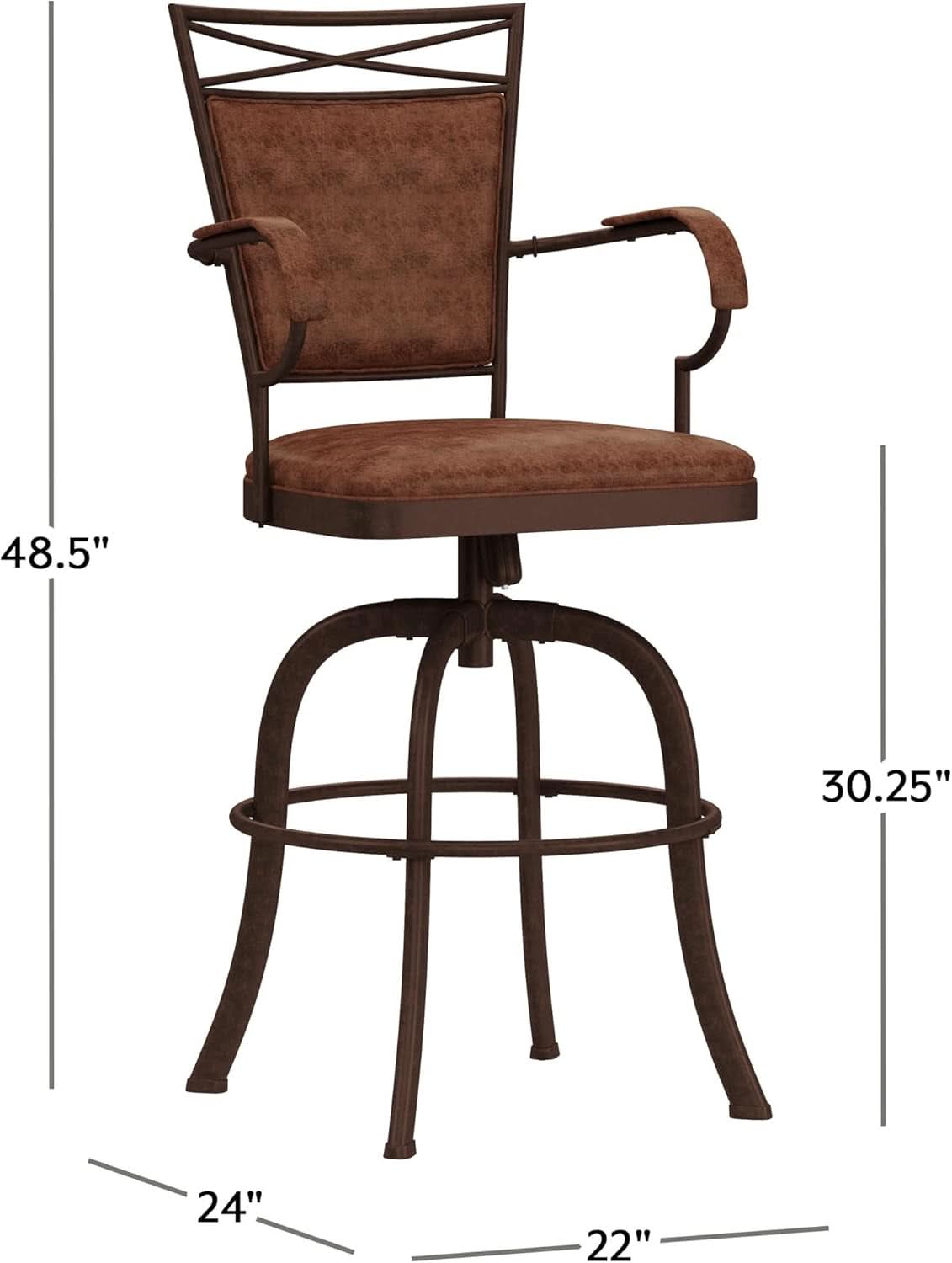 Aged Bronze Swivel Tilt Barstool with Padded Comfort