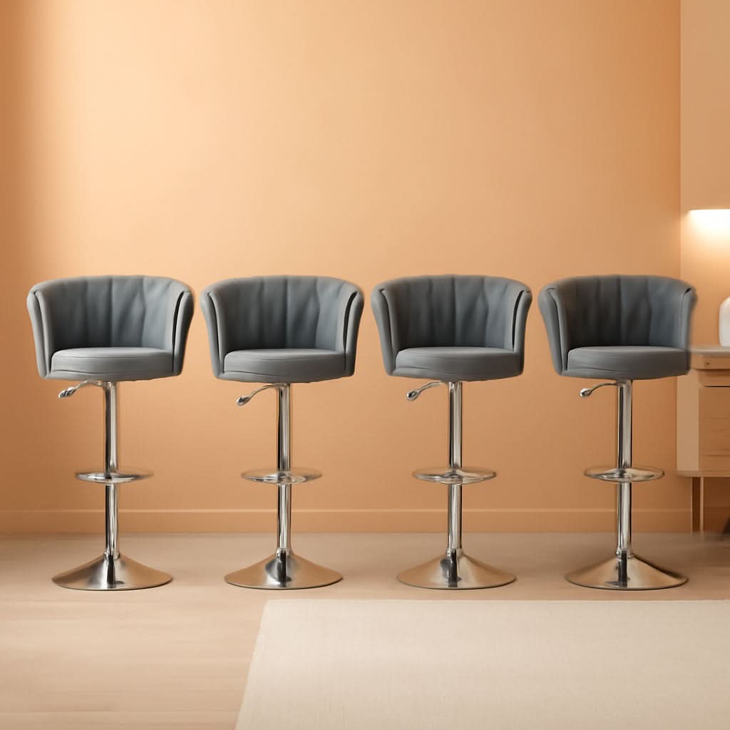 Modern Velvet Swivel Bar Stools Set of Four