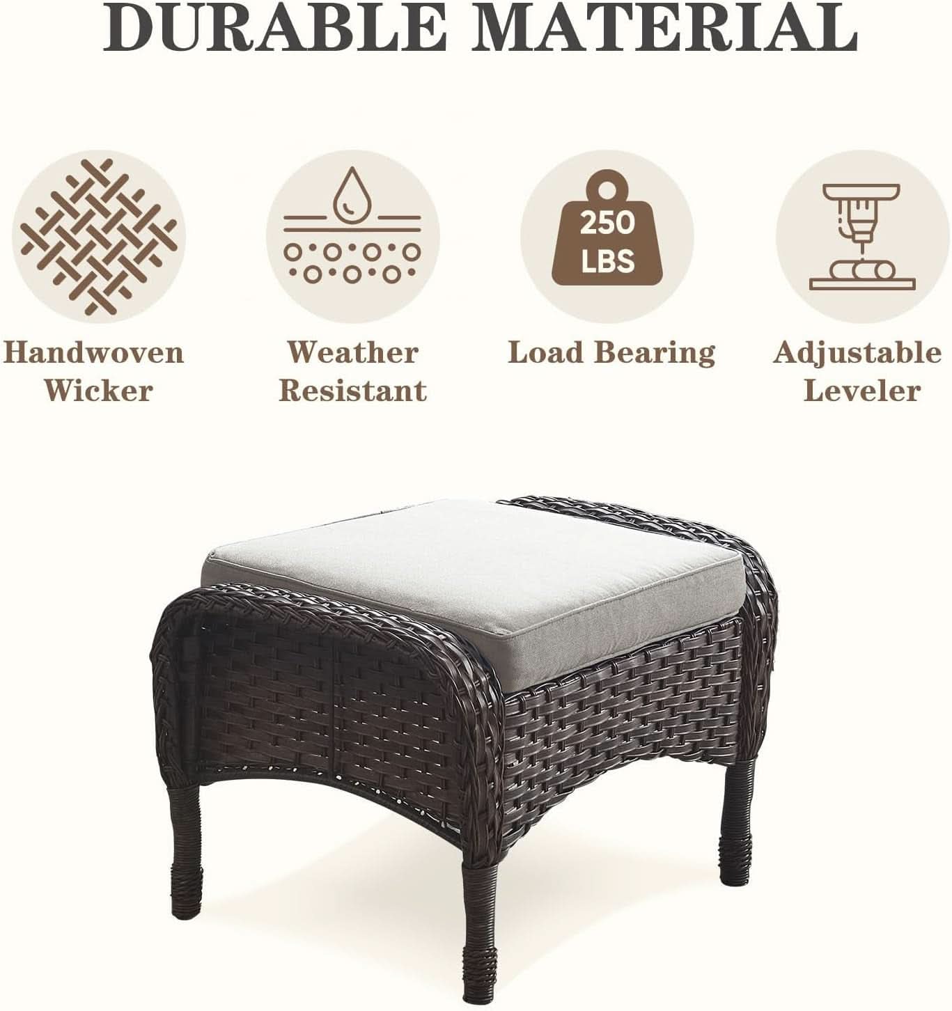 6 Piece Outdoor Patio Conversation Set Brown Wicker