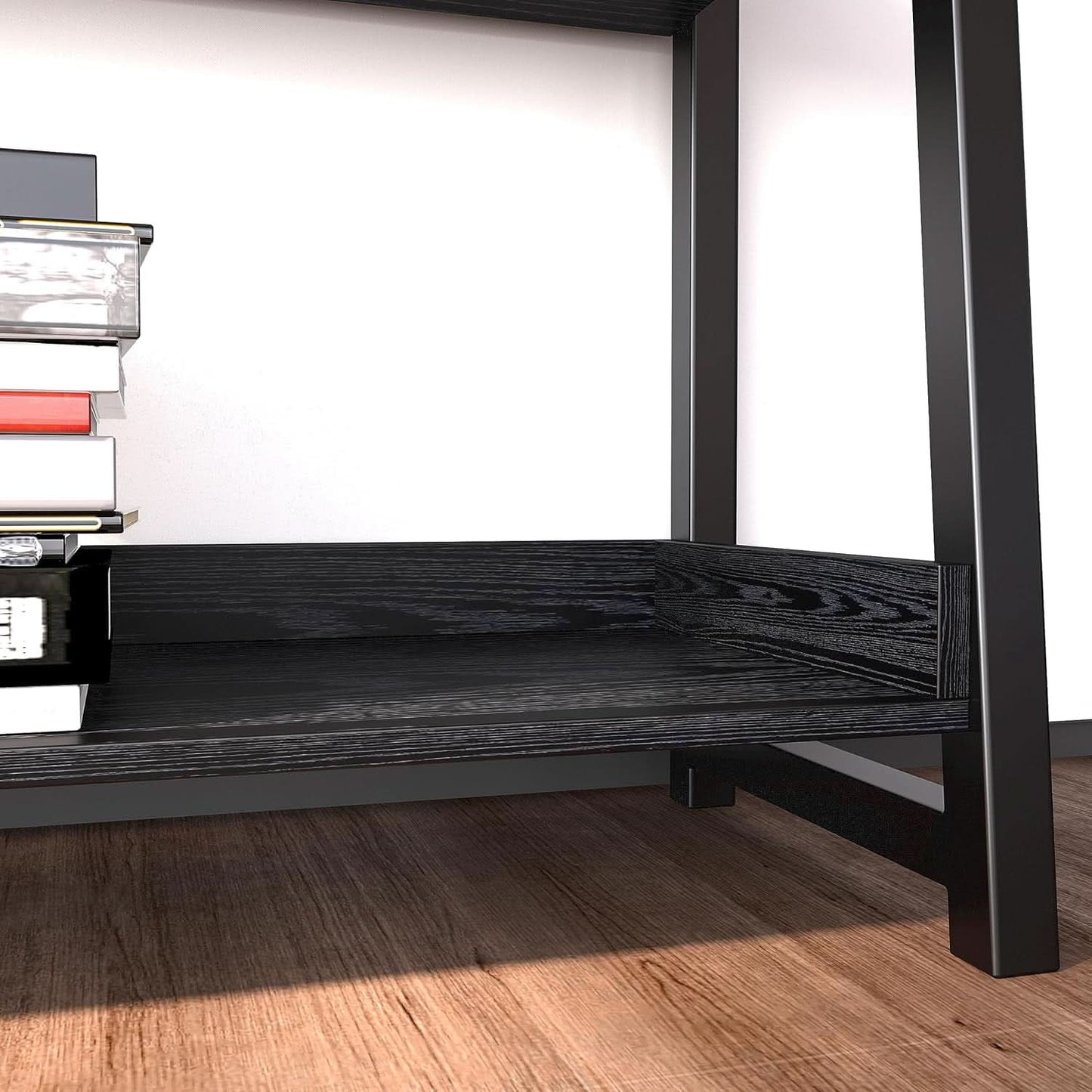 Industrial 5 Tier Bookshelf With Steel Frame 74In Tall