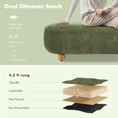 54-Inch Green Velvet EndOfBed Bench Cushioned Seat