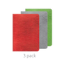Soft Cover Notebook 3 Pack - Red, Green and Silver