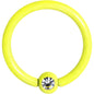 16G 3/8 Clear Gem Yellow Acrylic Over Steel Captive Ring
