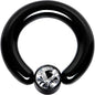 6G 1/2 Clear Gem 6mm Disc Black BCR Captive Ring