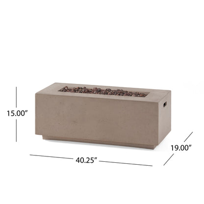 Modern 40 Inch Outdoor Rectangular MGO Fire Pit 40000 BTU, Dark Grey